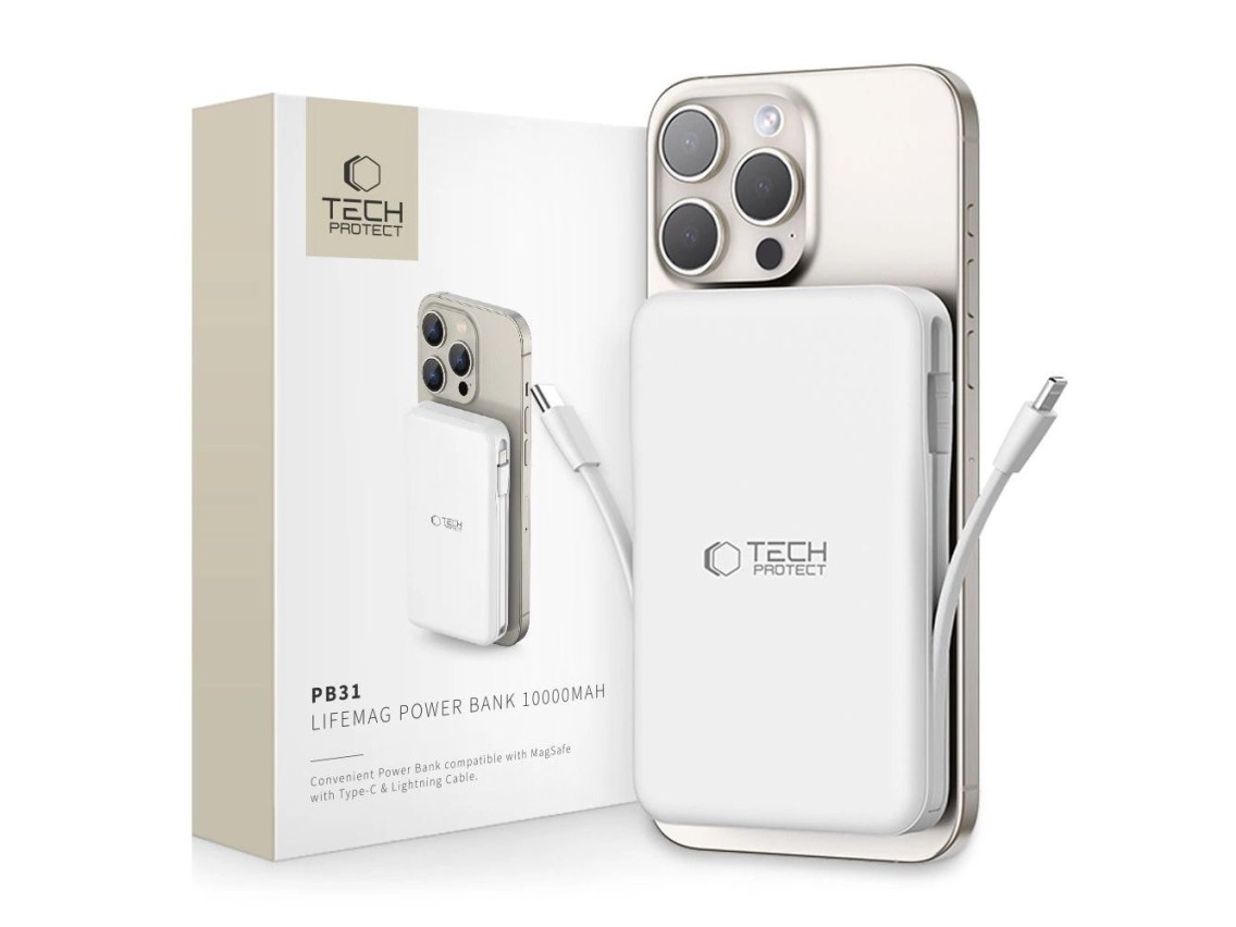 Tech-Protect LifeMag PB31 Power Bank with MagSafe 10000mAh 15W USB-C / USB-A / Built-in USB-C / Ligh