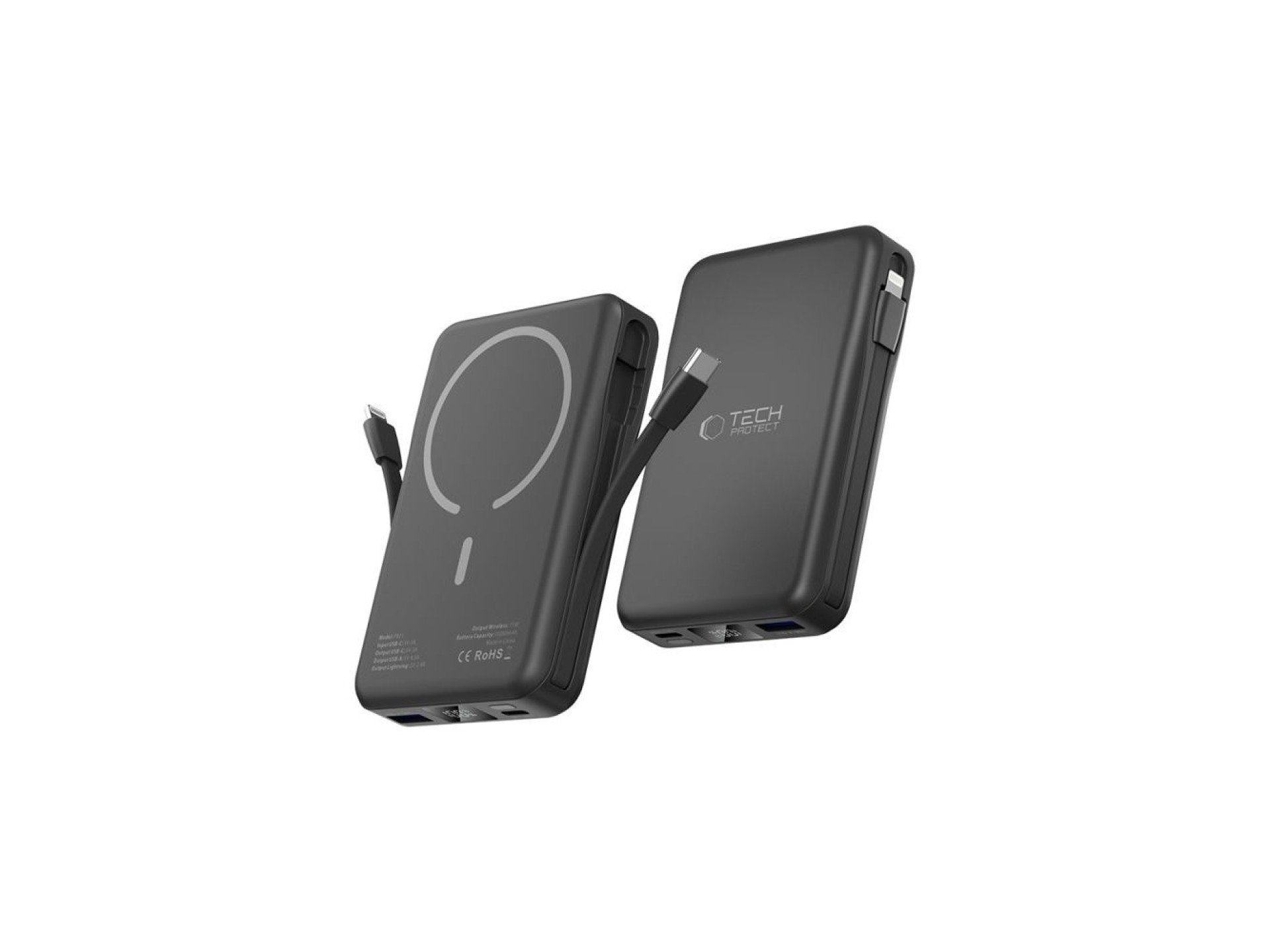 Batería externa Tech-Protect LifeMag PB31 con MagSafe, 10000 mAh, 15 W, USB-C / USB-A / USB-C integr