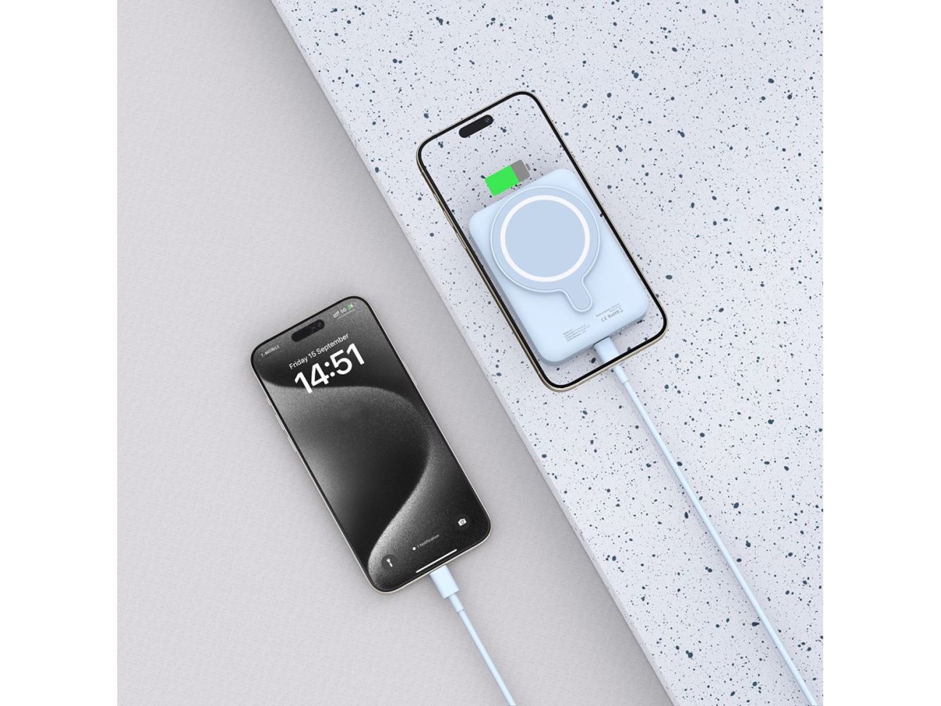 Batería externa Tech-Protect LifeMag PB11 con MagSafe, 10000 mAh, 15 W, puerto USB-C - azul + cable