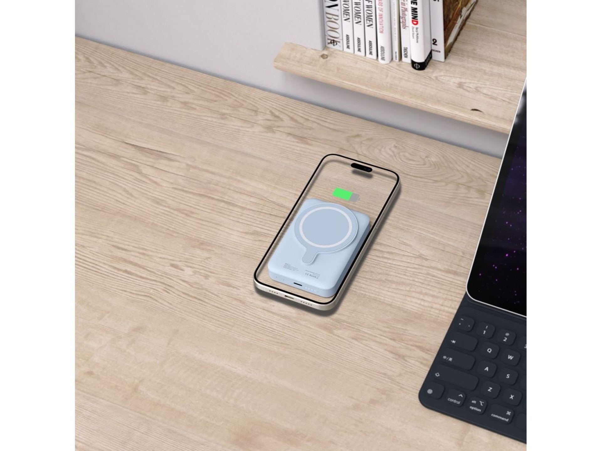 Batería externa Tech-Protect LifeMag PB11 con MagSafe, 10000 mAh, 15 W, puerto USB-C - azul + cable