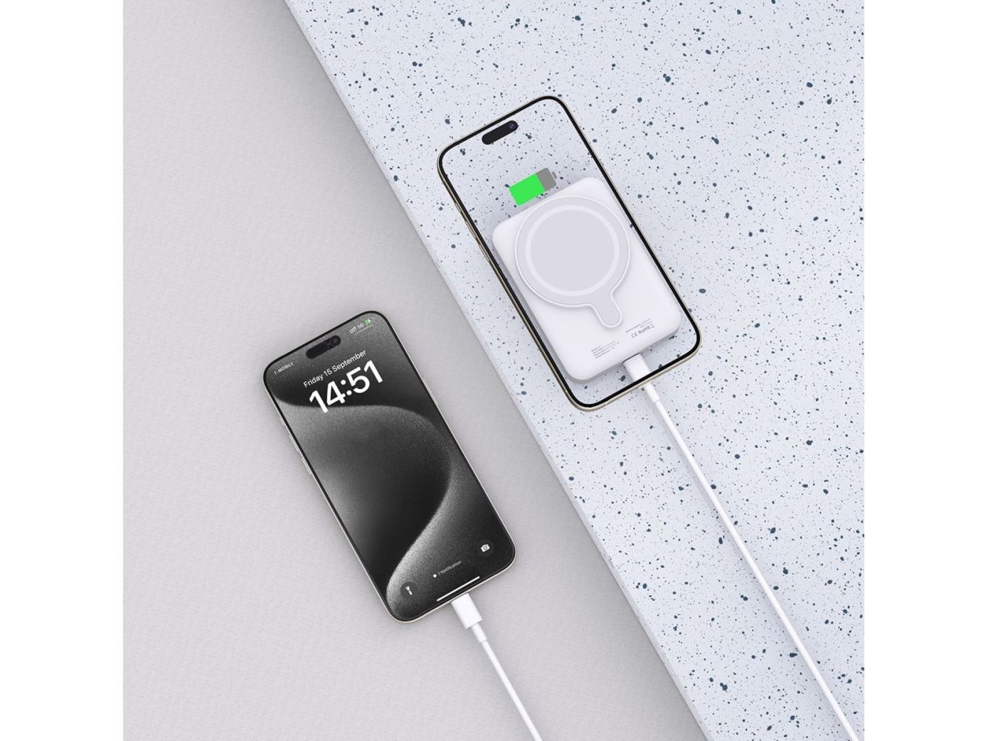 Tech-Protect LifeMag PB11 Powerbank com MagSafe 10000mAh 15W e porta USB-C - branco + cabo USB-C