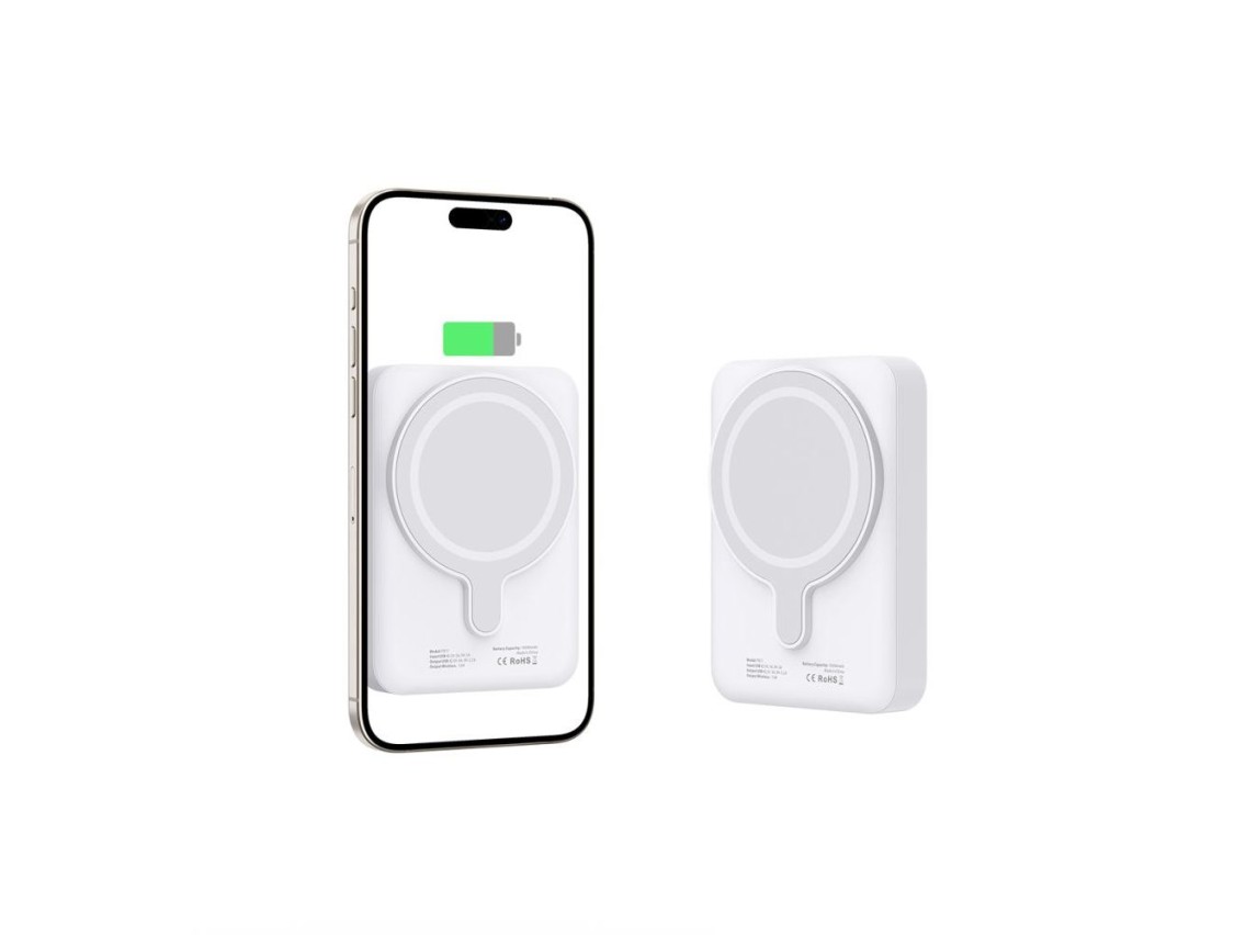 Tech-Protect LifeMag PB11 Powerbank com MagSafe 10000mAh 15W e porta USB-C - branco + cabo USB-C