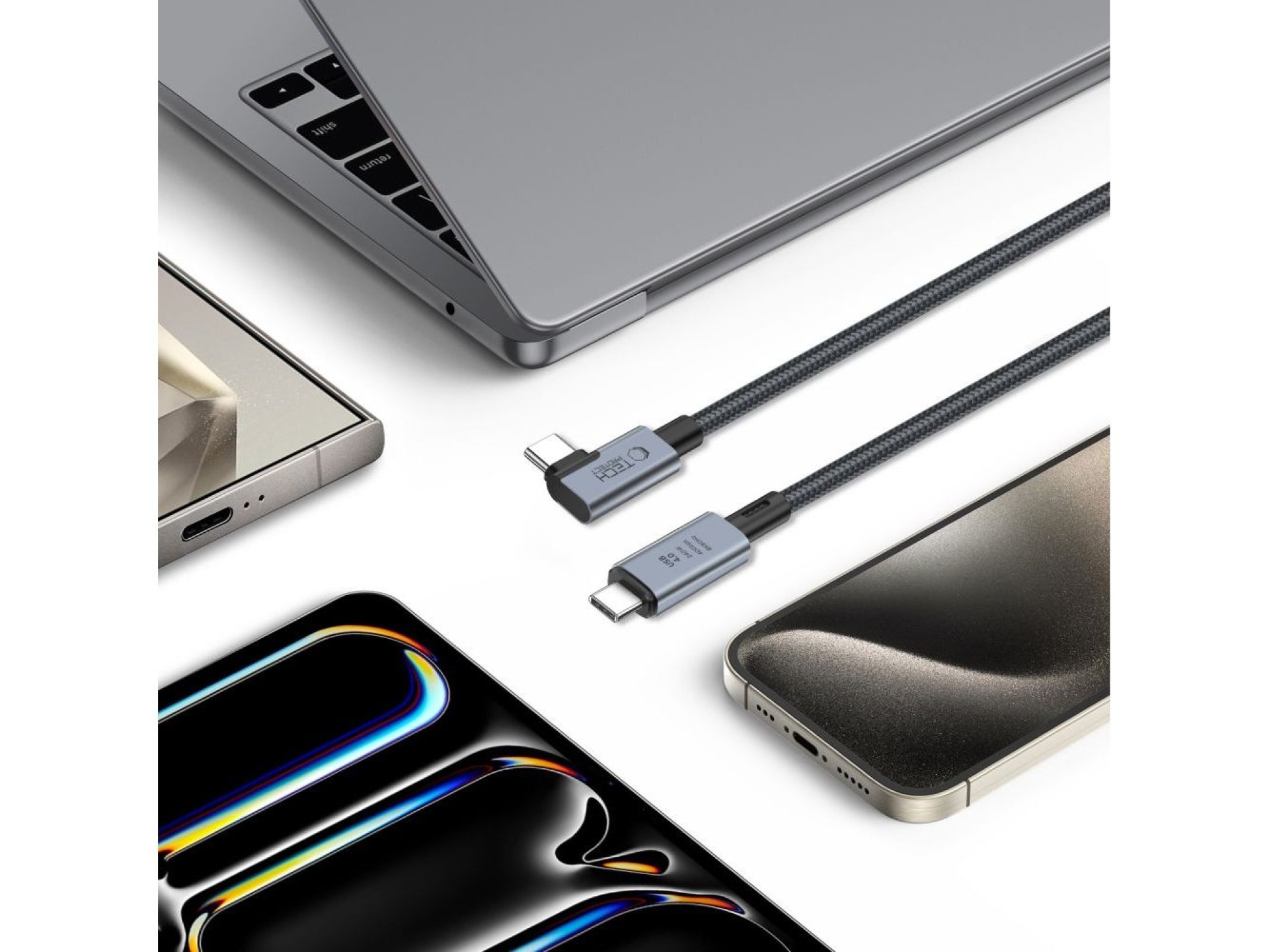 Tech-Protect UltraBoost Max L USB-C 4.0 (straight) / USB-C 4.0 (angled) PD 240W 8K 40Gbps 1.5m Cable