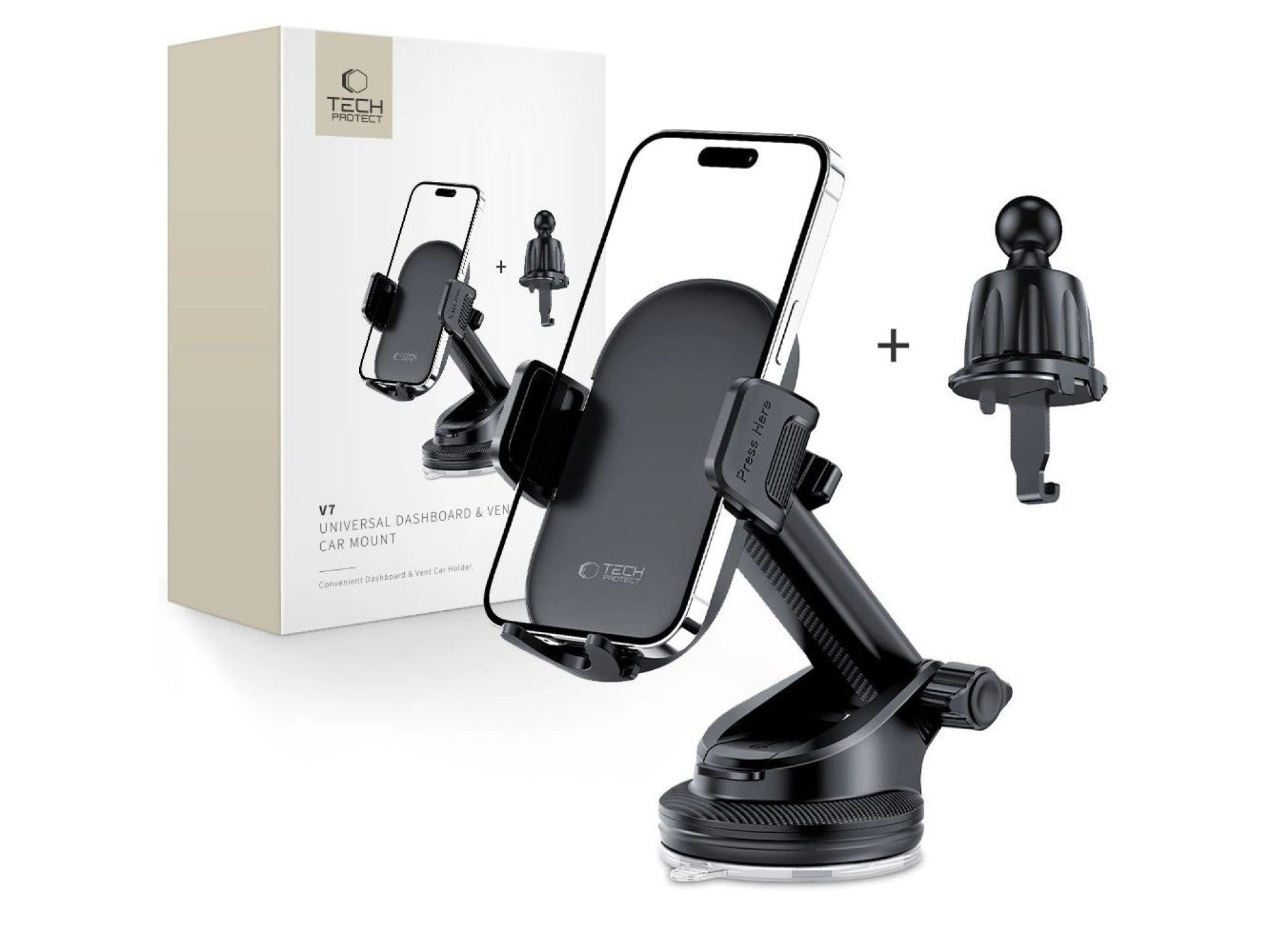 Soporte para teléfono móvil Tech-Protect V7 para habitáculo/rejilla de ventilación - Negro