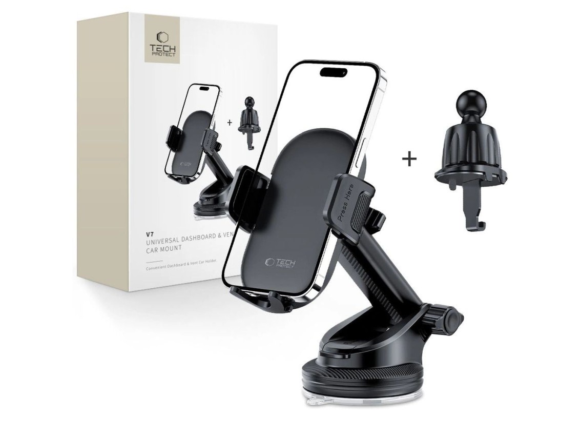 Soporte para teléfono móvil Tech-Protect V7 para habitáculo/rejilla de ventilación - Negro