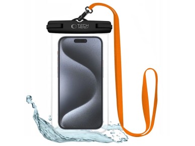 Capa � prova d'�gua Tech-Protect UWC7 para dispositivos de at� 6,9" - preta e laranja