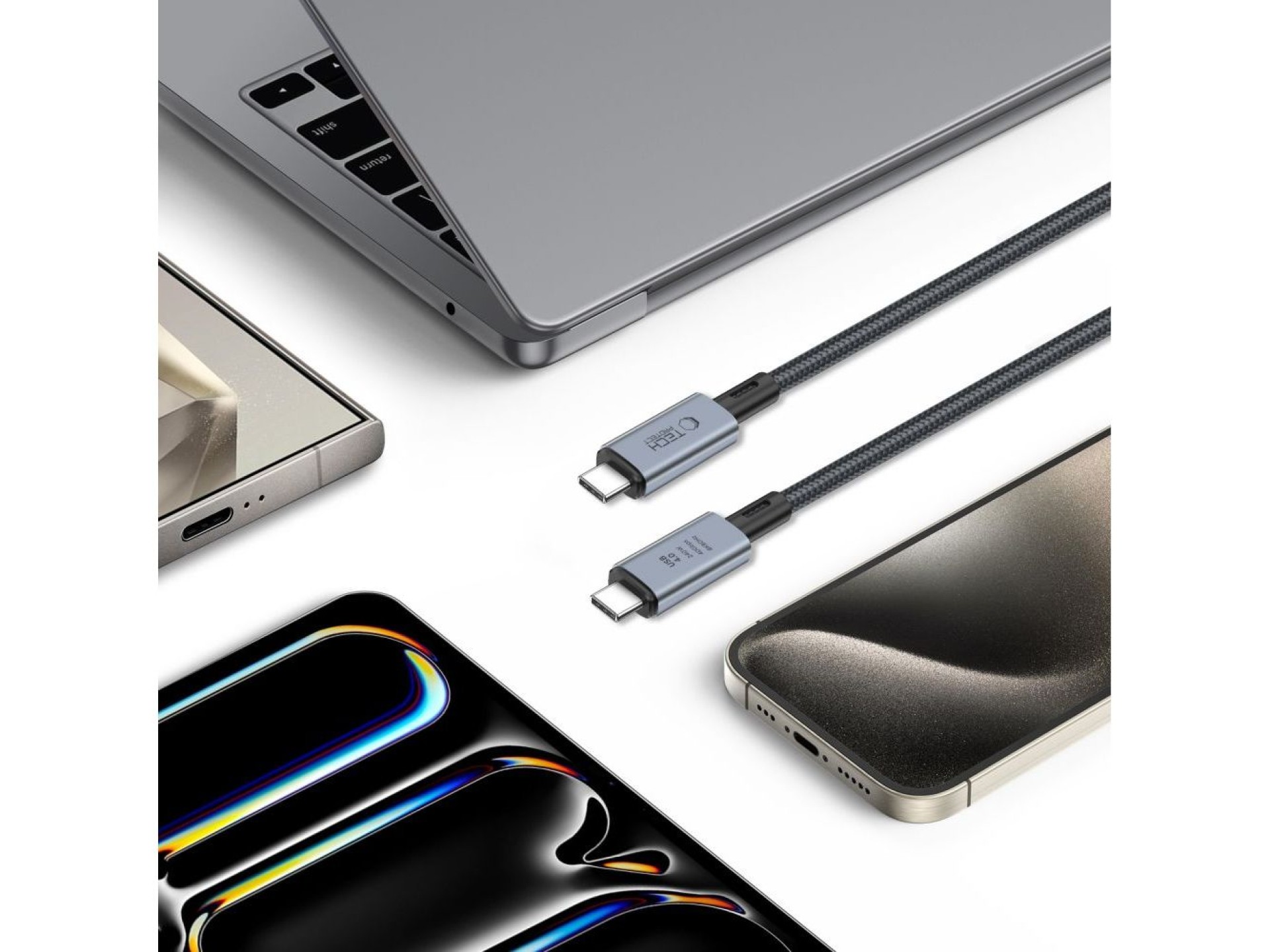 Cable Tech-Protect UltraBoost Max USB-C 4.0 / USB-C 4.0 PD 240W 8K 40Gbps 1m - Gris