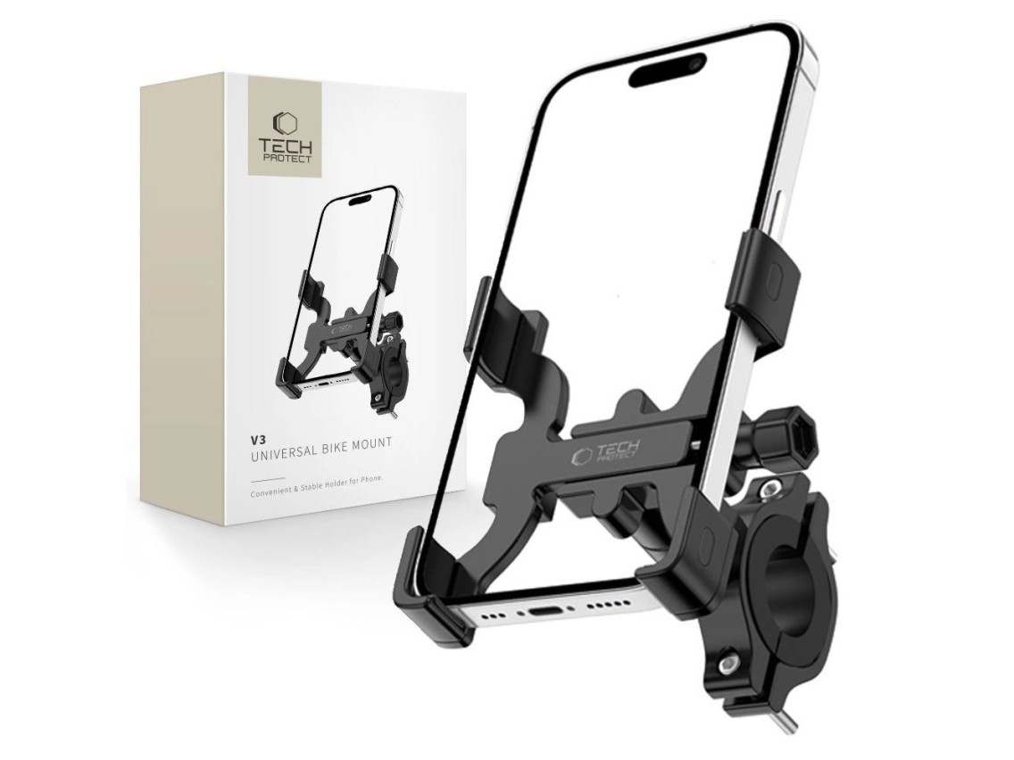 Soporte para teléfono móvil Tech-Protect V3 para manillar de bicicleta - Negro