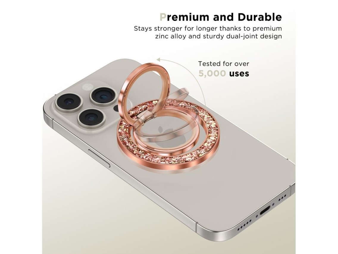 Soporte/anillo magnético Tech-Protect MMR200 con MagSafe - rosa con cristales