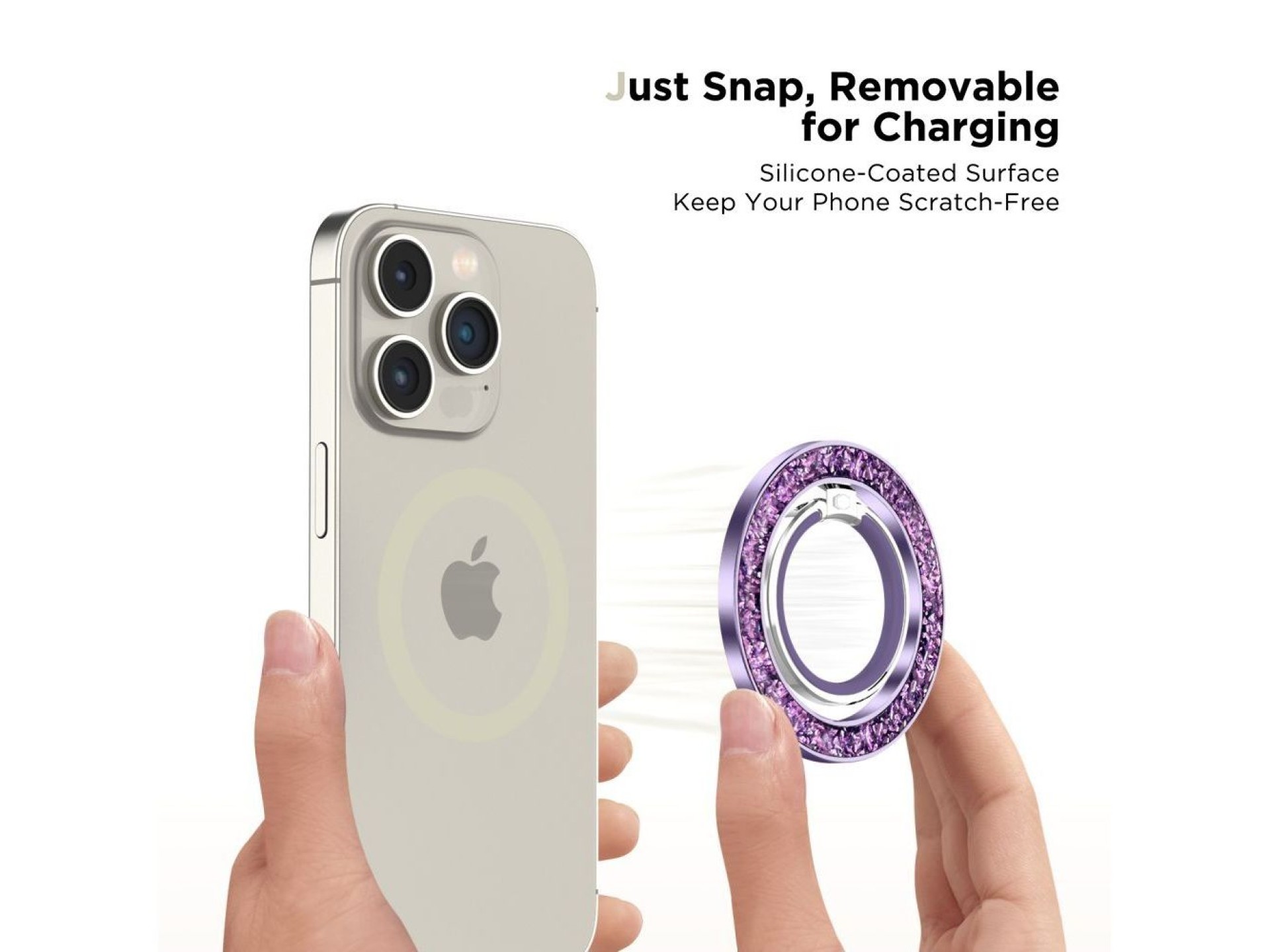 Suporte/anel magnético Tech-Protect MMR200 com MagSafe - roxo com cristais