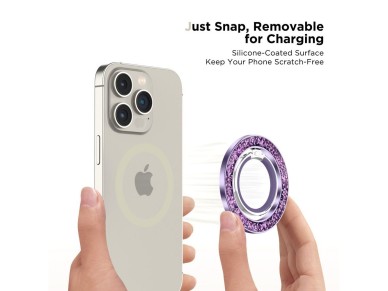 Soporte/anillo magn�tico Tech-Protect MMR200 con MagSafe - morado con cristales