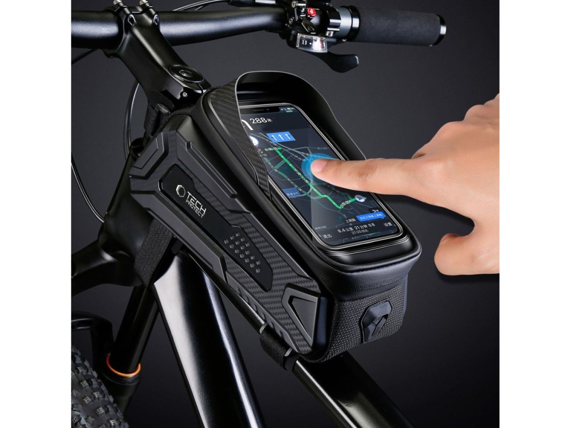 Bolsa para bicicleta Tech-Protect V2 con compartimento para teléfono de 1,2 l - Negra