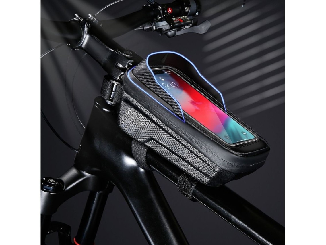 Bolsa para bicicleta Tech-Protect V2 com compartimento para celular, 1 litro - Preta