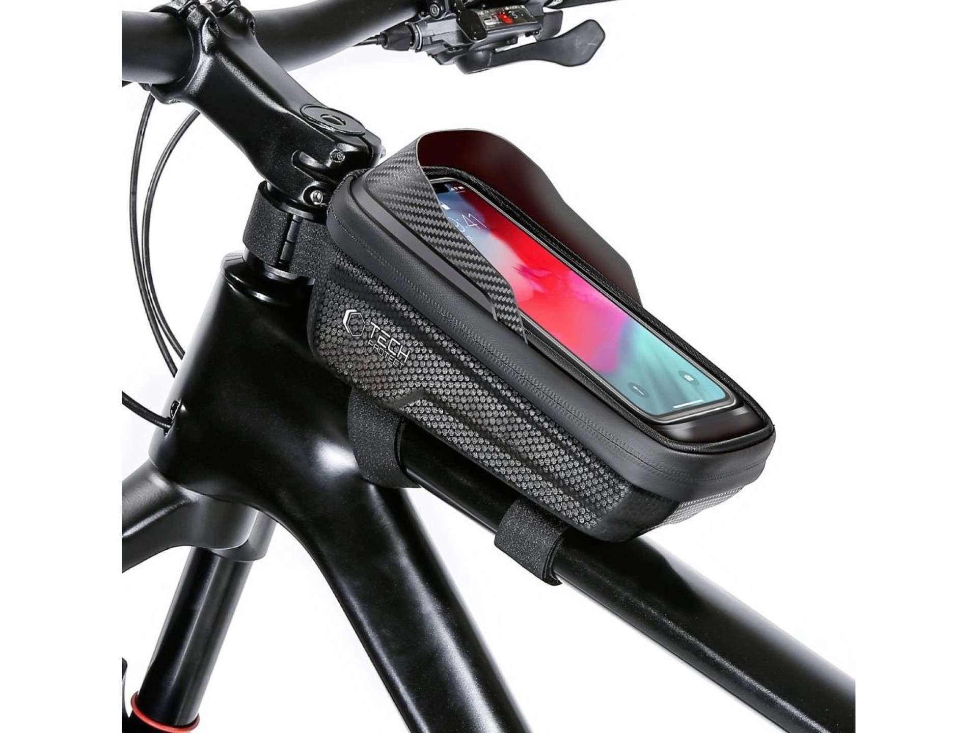 Bolsa para bicicleta Tech-Protect V2 com compartimento para celular, 1 litro - Preta