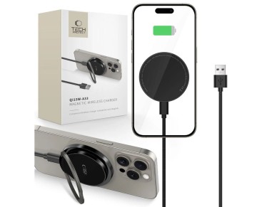 Tech-Protect QI15W-A33 Inductive Charger with MagSafe and Stand with USB-A / USB-C Cable - Black