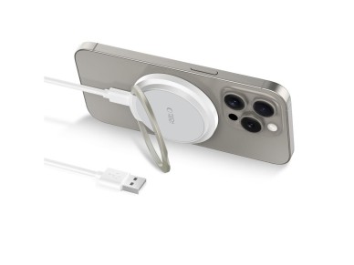 Tech-Protect QI15W-A33 Inductive Charger with MagSafe and Stand with USB-A / USB-C Cable - White