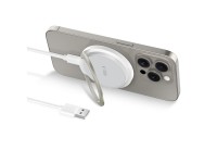 Carregador indutivo Tech-Protect QI15W-A33 com MagSafe e suporte, com cabo USB-A/USB-C - Branco