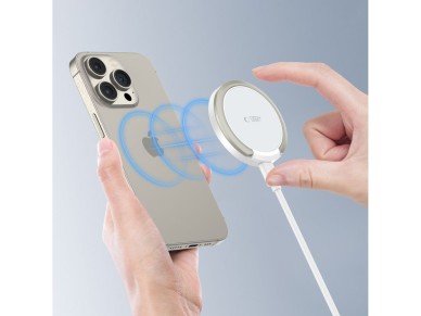 Tech-Protect QI15W-A33 Inductive Charger with MagSafe and Stand with USB-A / USB-C Cable - White