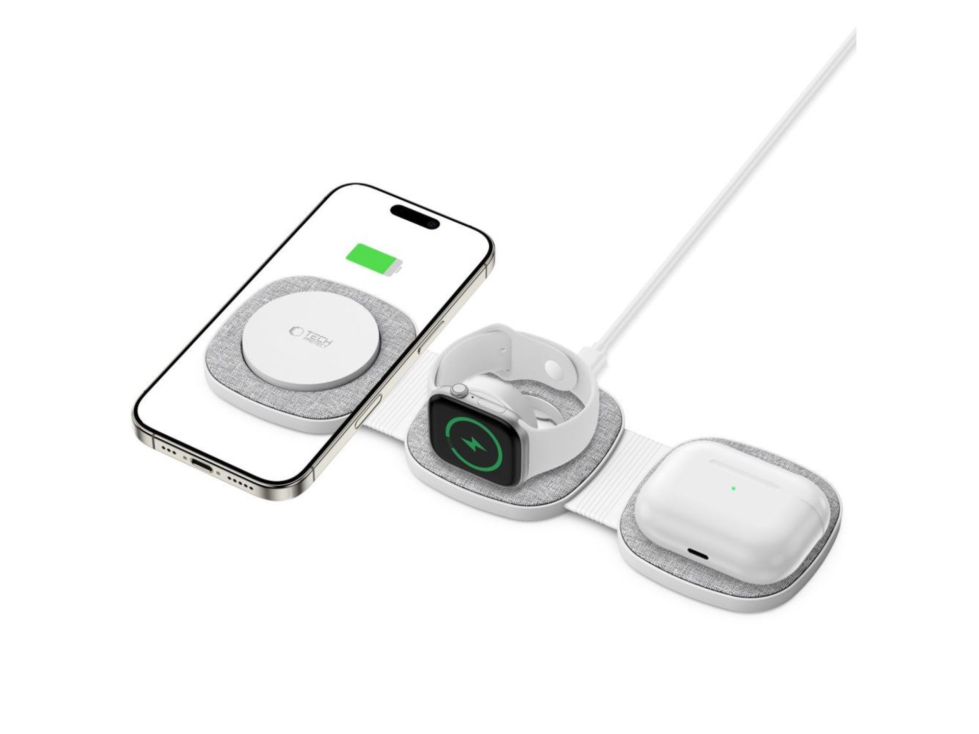 Carregador indutivo 3 em 1 Tech-Protect QI15W-A32 com MagSafe para Smartphone / Apple Watch / AirPod