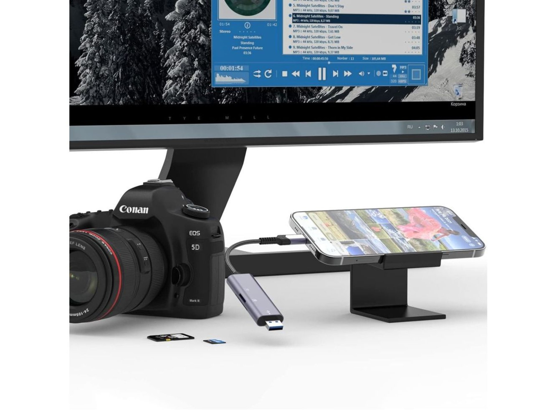 Leitor de cartão SD/micro SD Tech-Protect UltraBoost com conector Lightning/USB-A - Cinza