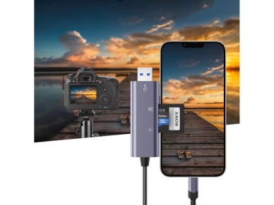 Leitor de cart�o SD/micro SD Tech-Protect UltraBoost com conector Lightning/USB-A - Cinza