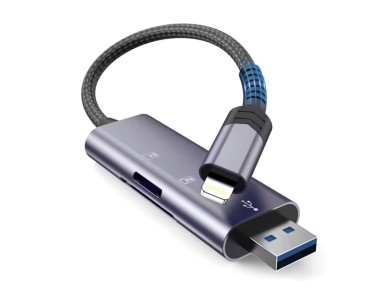 Leitor de cart�o SD/micro SD Tech-Protect UltraBoost com conector Lightning/USB-A - Cinza