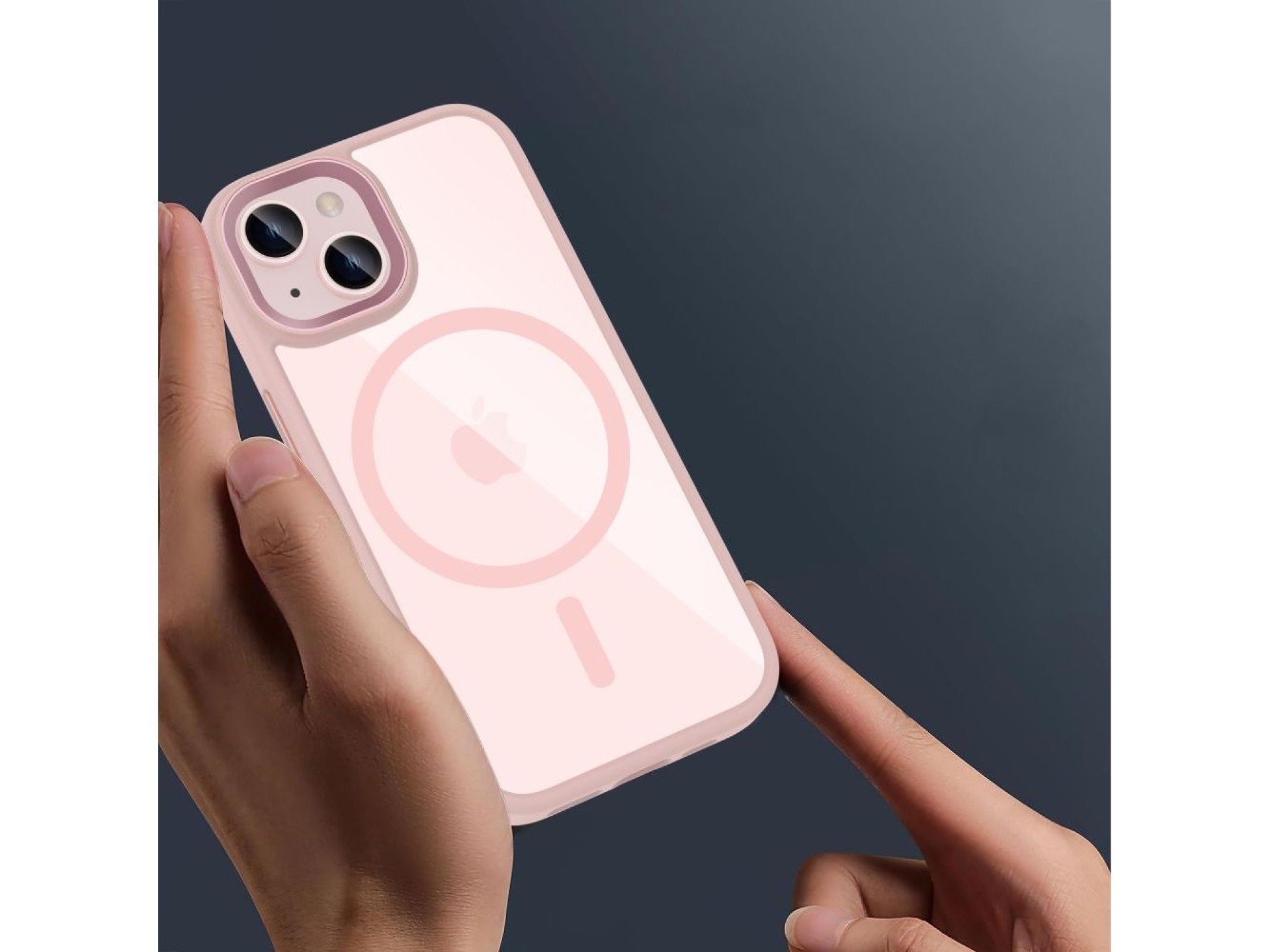 Funda Tech-Protect MagMat MagSafe para iPhone 15 - Rosa transparente