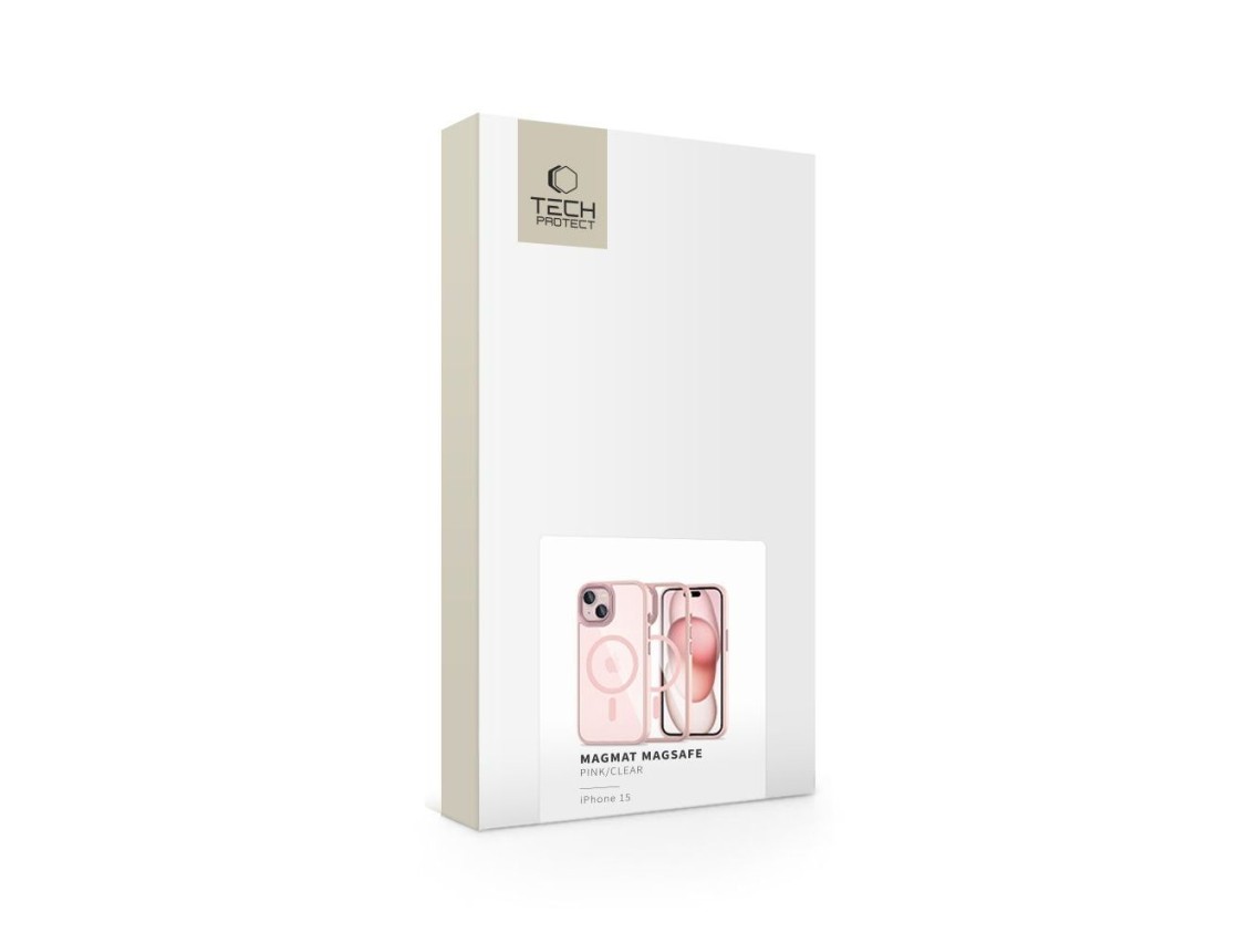 Funda Tech-Protect MagMat MagSafe para iPhone 15 - Rosa transparente