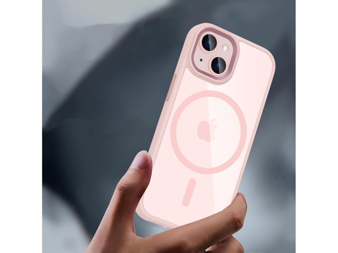 Funda Tech-Protect MagMat MagSafe para iPhone 15 - Rosa transparente