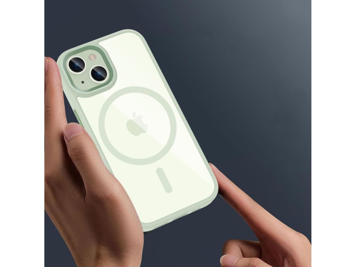Capa Tech-Protect MagMat MagSafe para iPhone 15 - Verde Transparente