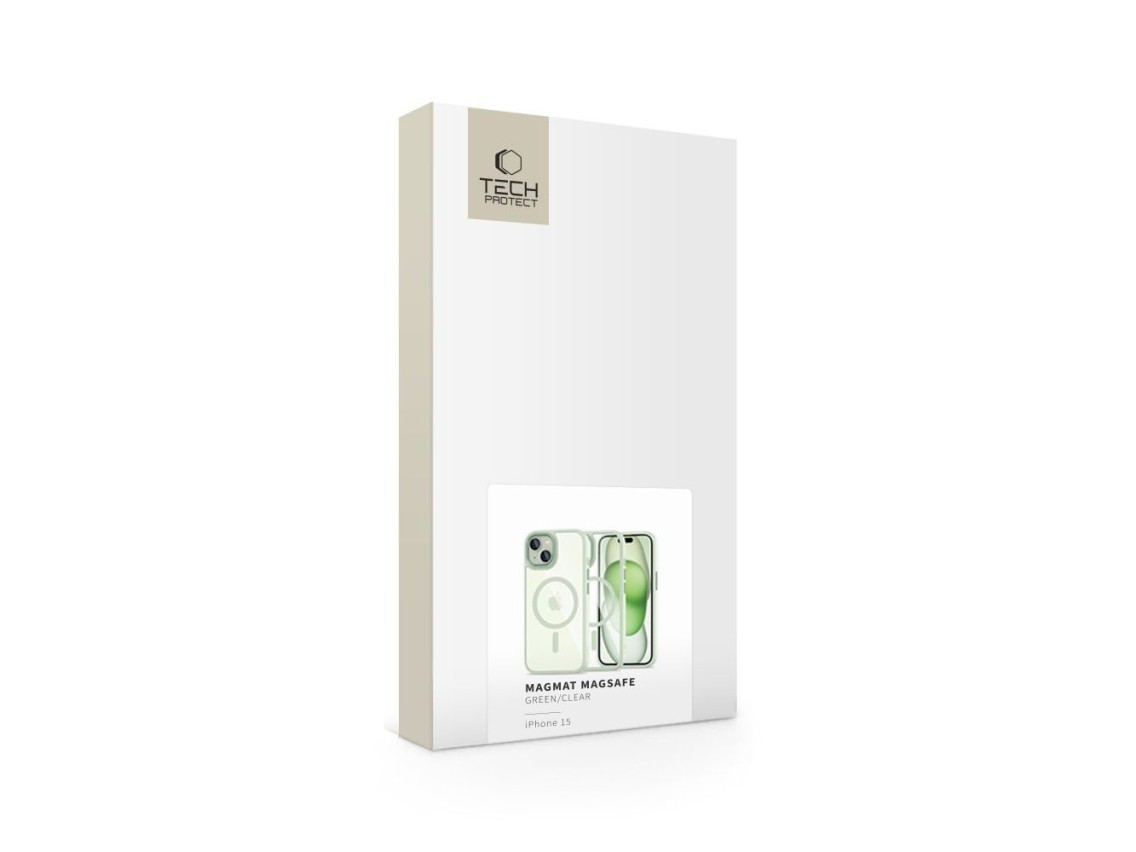 Capa Tech-Protect MagMat MagSafe para iPhone 15 - Verde Transparente