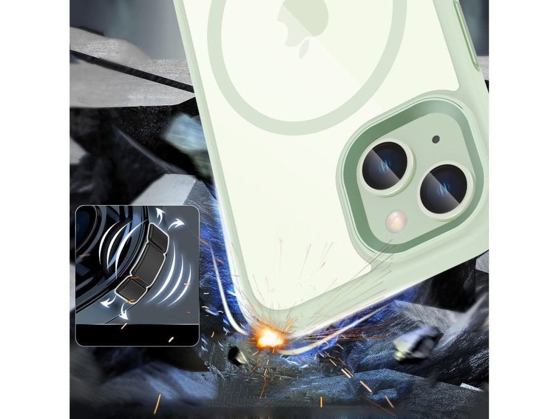 Capa Tech-Protect MagMat MagSafe para iPhone 15 - Verde Transparente