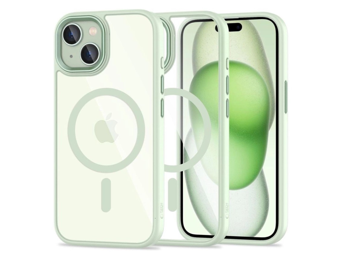 Capa Tech-Protect MagMat MagSafe para iPhone 15 - Verde Transparente