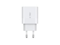 Carregador Tech-Protect C20W 2x USB-C PD 20W com cabo USB-C / USB-C - branco Carregador Tech-Protect C20W 2x USB-C PD 20W com cabo USB-C / USB-C - branco