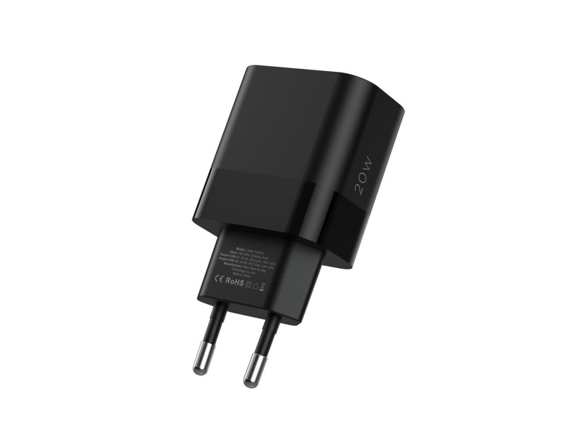 Cargador Tech-Protect C20W 2x USB-C PD 20W - negro