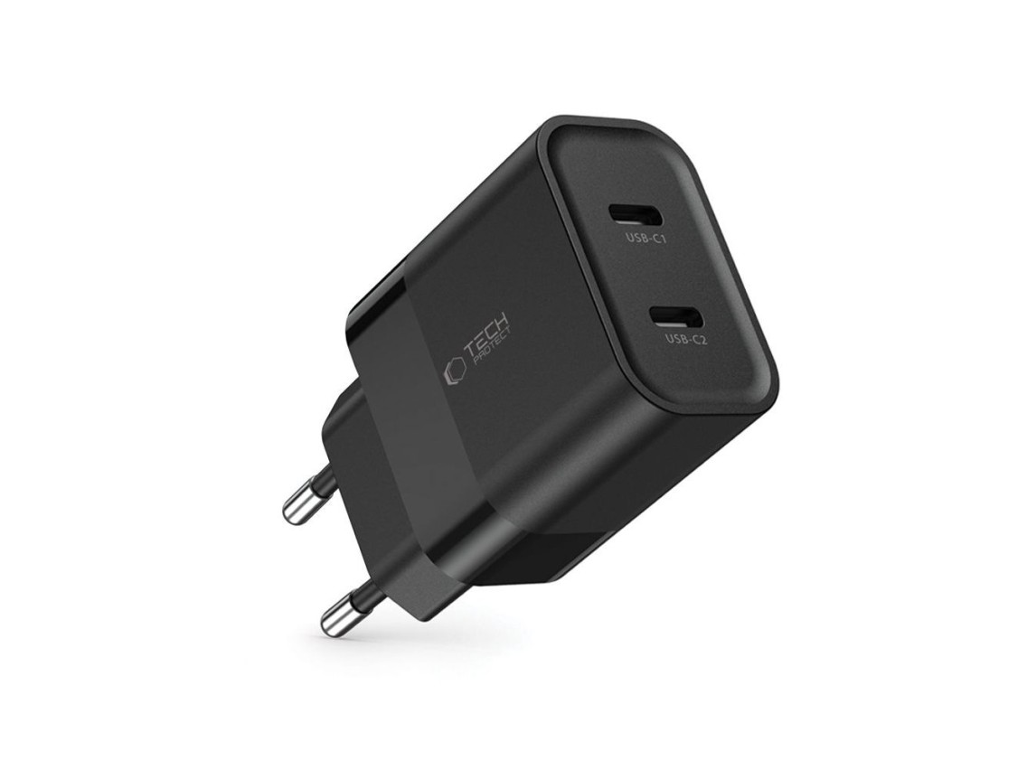 Cargador Tech-Protect C20W 2x USB-C PD 20W - negro