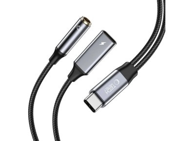 Tech-Protect UltraBoost USB-C (male) PD 60W 6A / mini jack 3.5mm (female) - USB-C (female) - black