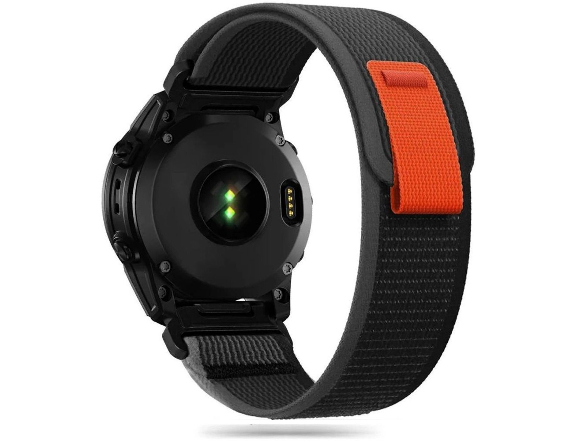 Pulseira de nylon Tech-Protect para Garmin Fenix ??5 / 6 / 6 Pro / 7 - Preto/Laranja