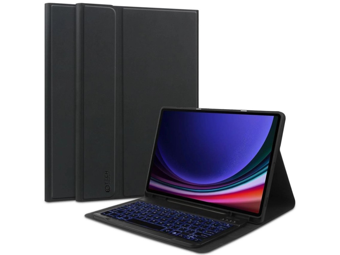 Capa com teclado e caneta Tech-Protect SC para Samsung Galaxy Tab S9 FE 10.9" X510 / X516B - Preta