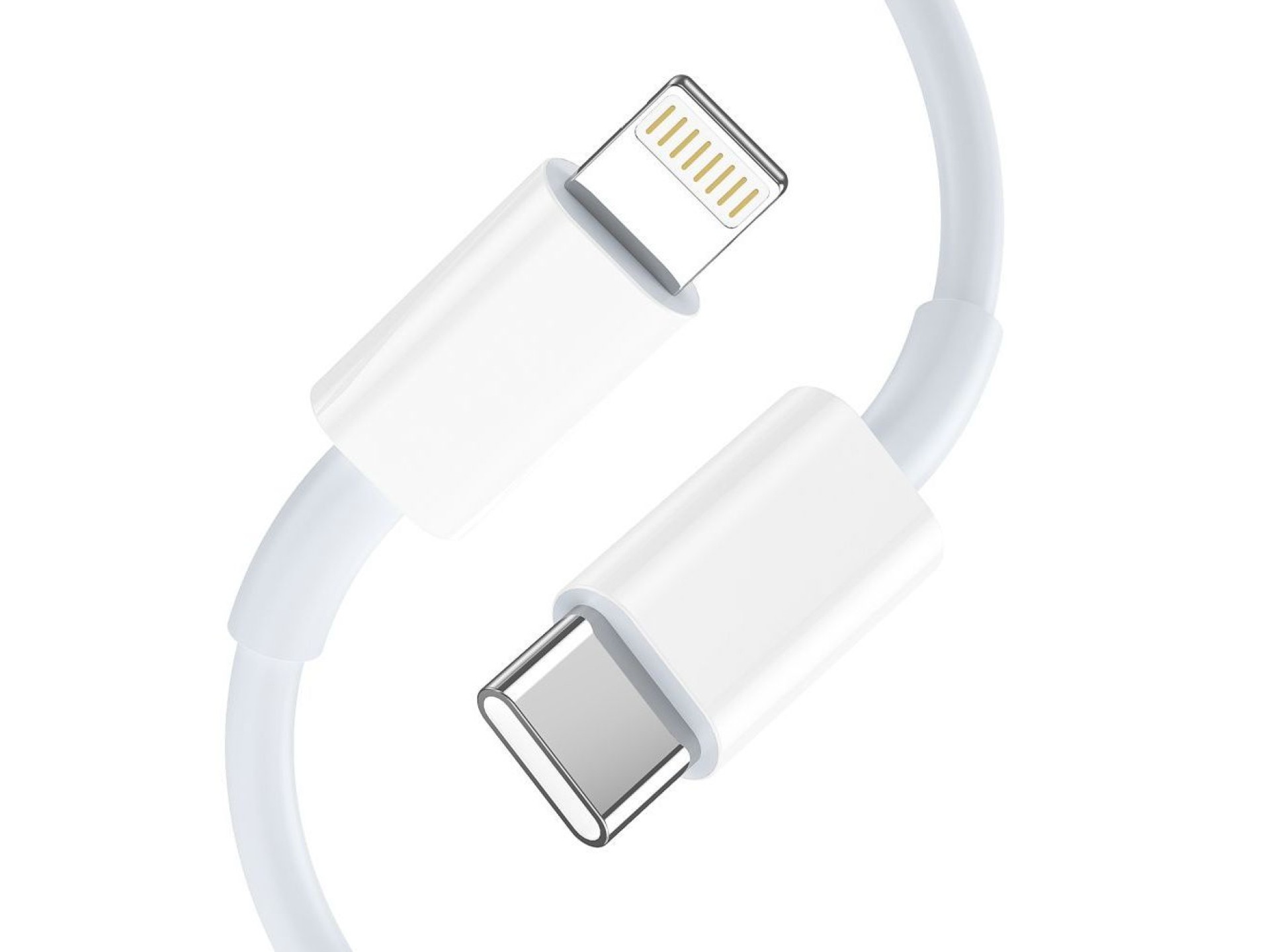 Cargador de pared Tech-Protect C35W de 35 W con 2 puertos USB-C PD y cable USB-C/Lightning - Blanco