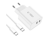 Tech-Protect C35W 2x USB-C PD 35W charger with USB-C / USB-C cable - white Tech-Protect C35W 2x USB-C PD 35W charger with USB-C / USB-C cable - white
