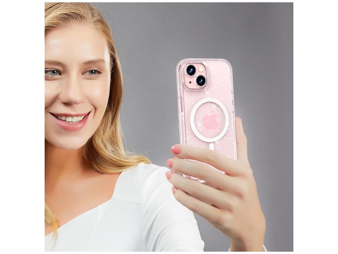 Tech-Protect FlexAir Hybrid MagSafe iPhone 15 Case - Clear Glitter