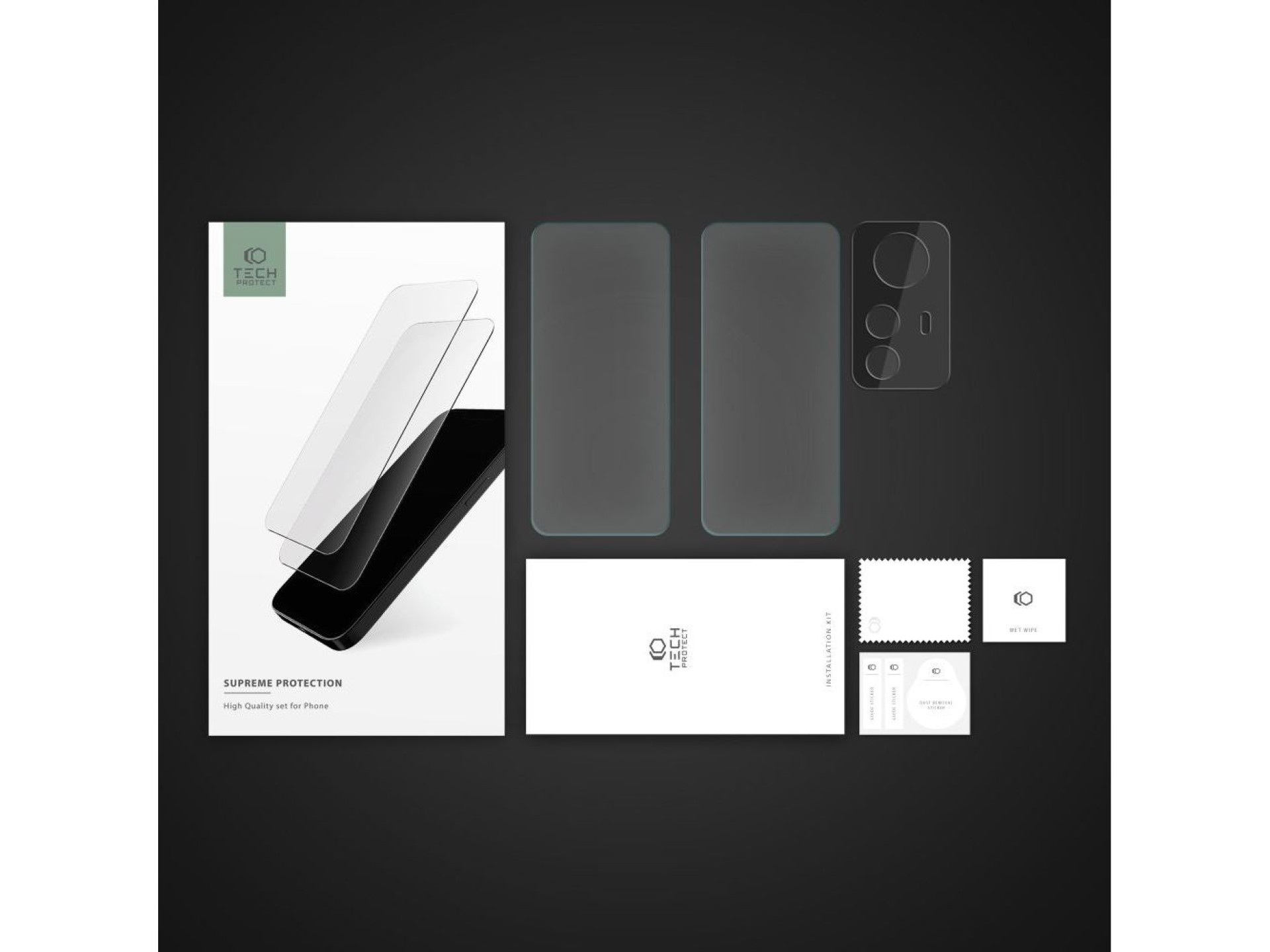 Kit Tech-Protect Supreme para Xiaomi Redmi Note 12S: 2 protectores de pantalla de vidrio templado /