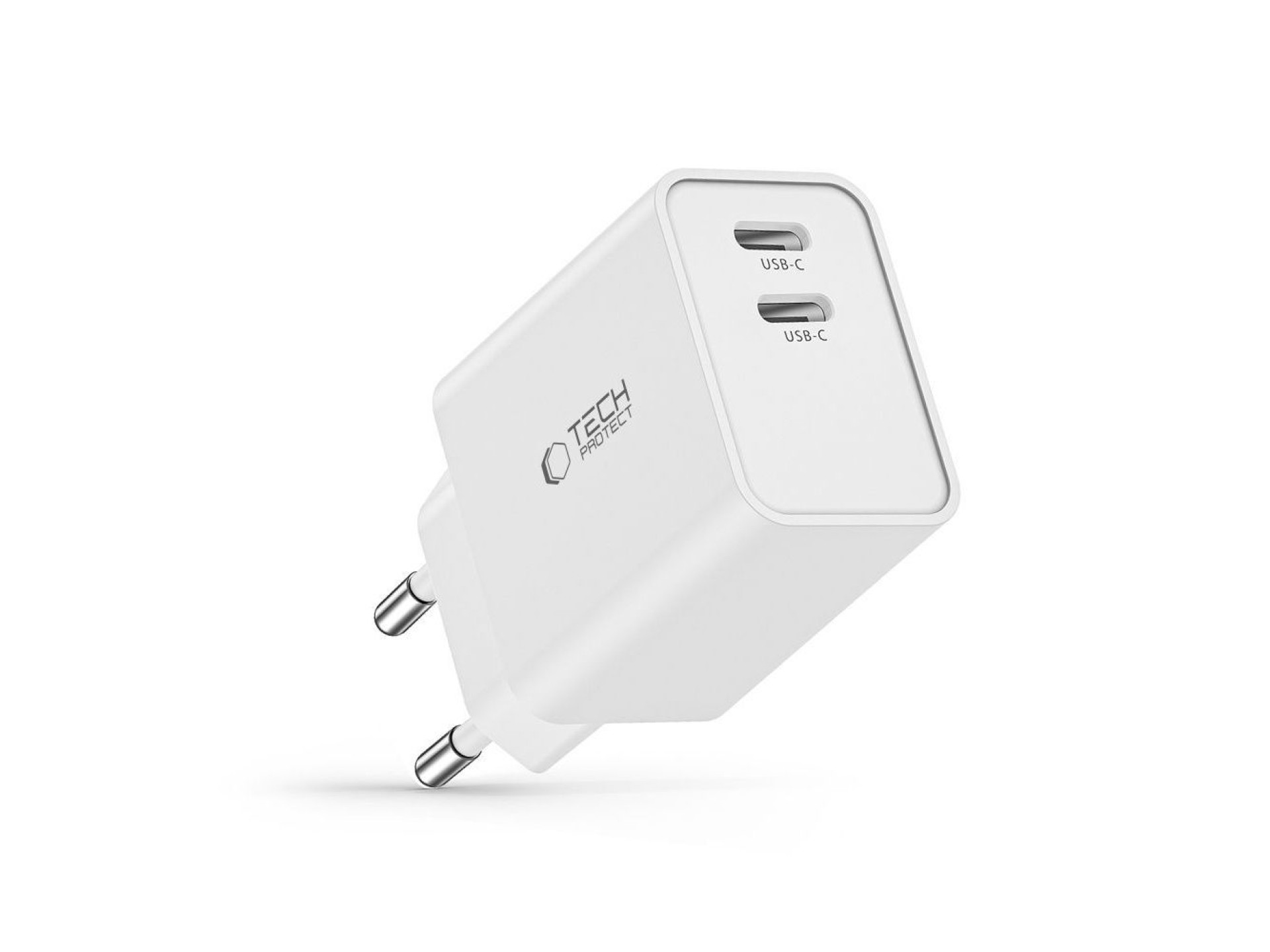 Cargador Tech-Protect C35W 2x USB-C PD 35W - blanco