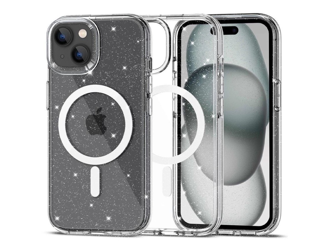 Tech-Protect FlexAir Hybrid MagSafe iPhone 15 Case - Clear Glitter
