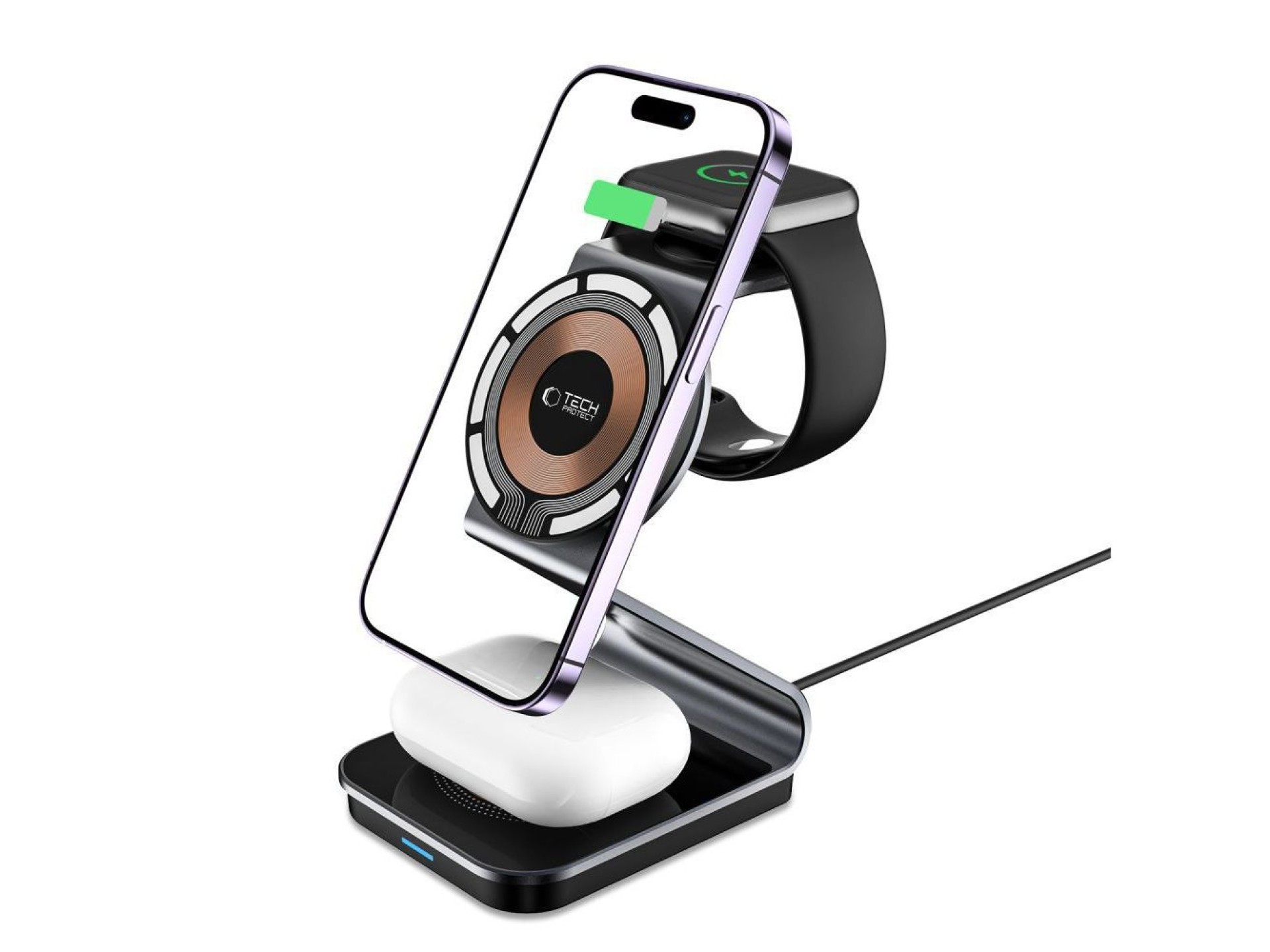 Tech-Protect QI15W-A29 3-in-1 Inductive Charger with MagSafe for Smartphone / Apple Watch / AirPods