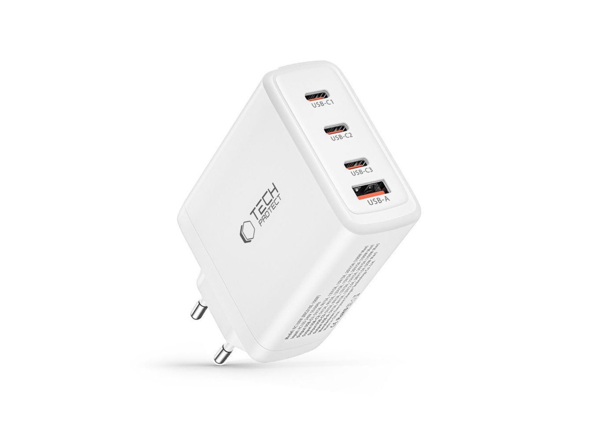 Cargador Tech-Protect NC100W-GAN GaN 3x USB-C PD 100W / USB-A QC 3.0 - blanco