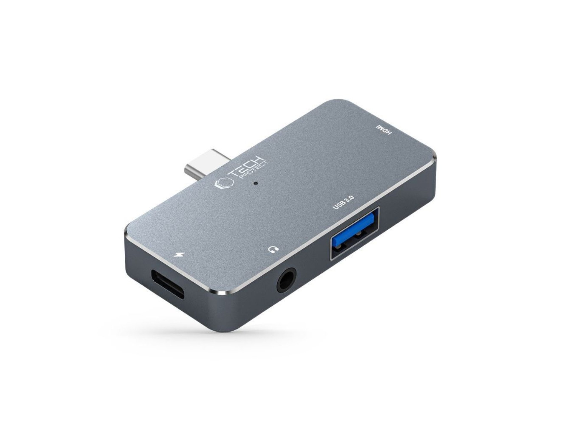 HUB Tech-Protect V6 4in1 USB-C - USB-A 3.0 / USB-C PD100W / HDMI / mini jack 3.5mm - gray