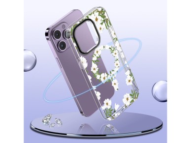 Tech-Protect MagMood MagSafe iPhone 15 Pro Max Case - White Daisies Tech-Protect MagMood MagSafe iPhone 15 Pro Max Case - White Daisies