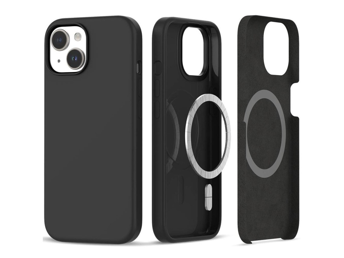 Capa Tech-Protect de silicone MagSafe para iPhone 15 - Preto fosco